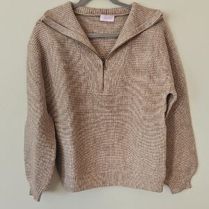 Pink Lily Tan Cowl Neck Sweater